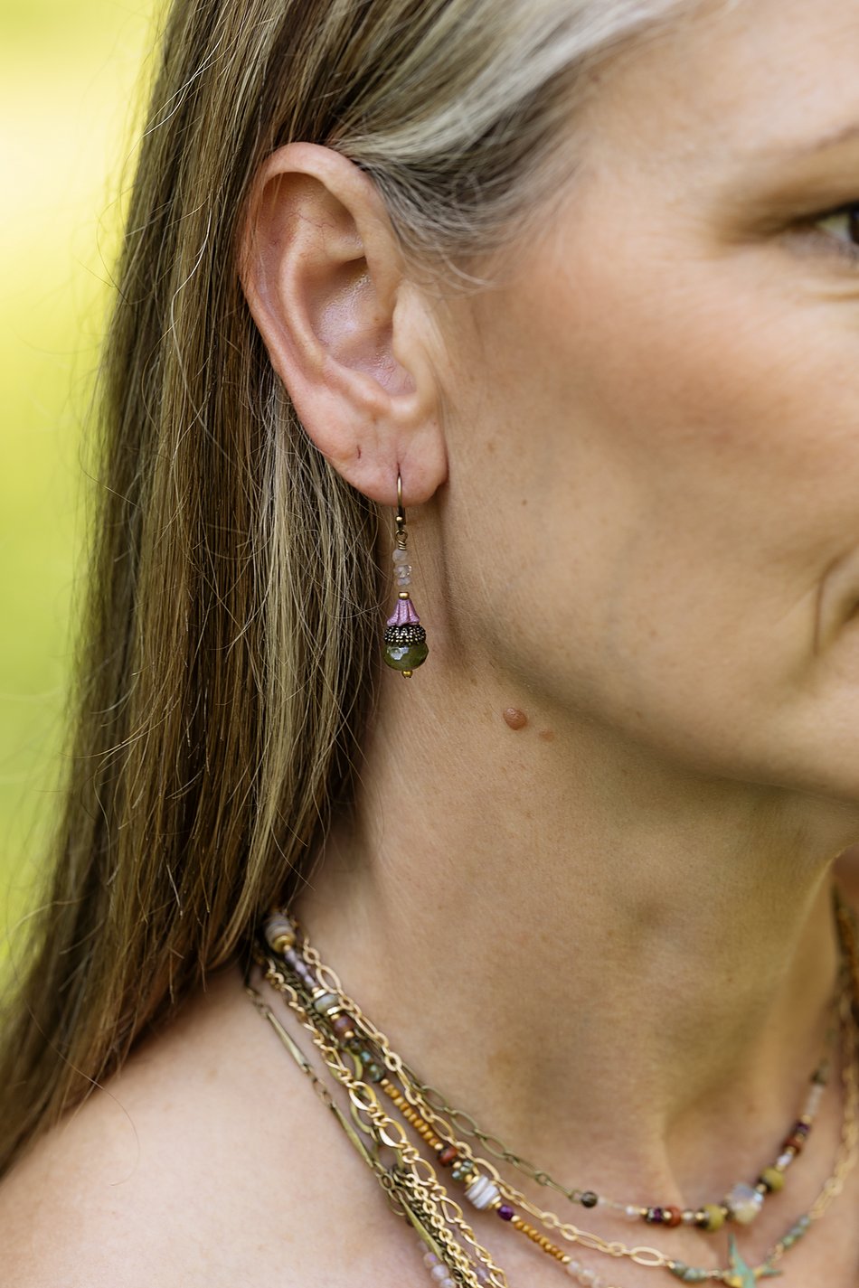 Wildflower Crystal, Czech Glass Simple Earrings