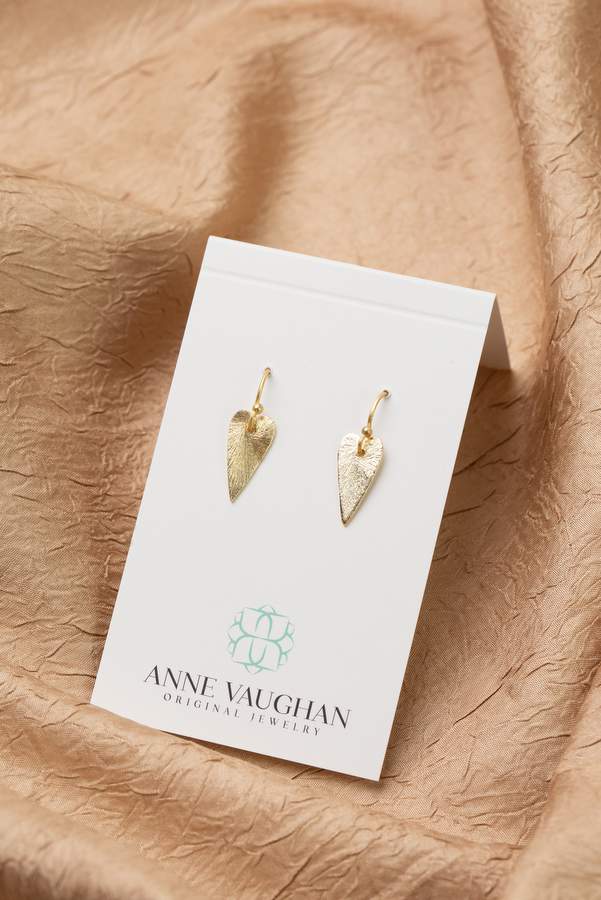 Brushed Gold Dainty Heart Earrings