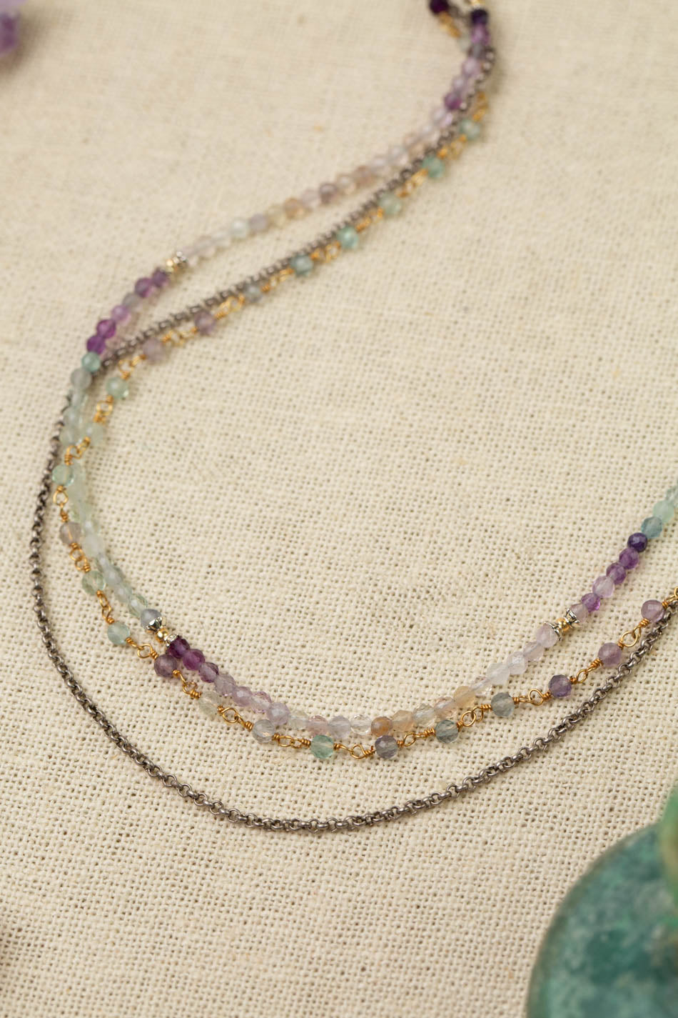 Aspire 19.5-21.5" Faceted Fluorite Multistrand Necklace