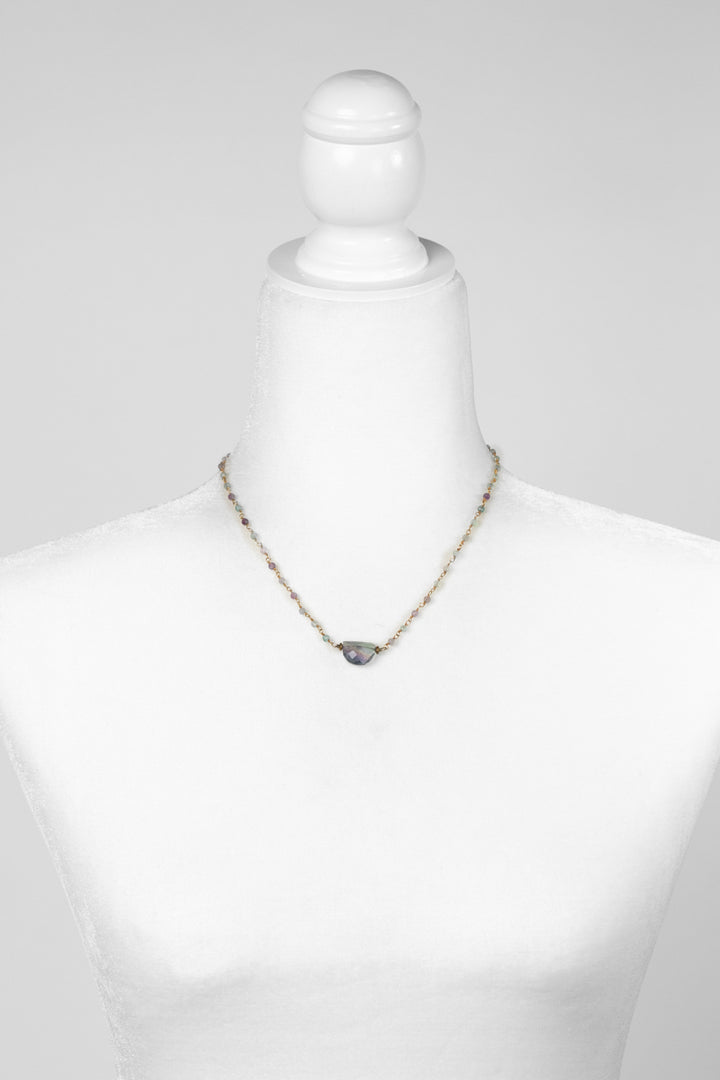 Aspire 16-18" Rainbow Fluorite Half Circle Simple Necklace