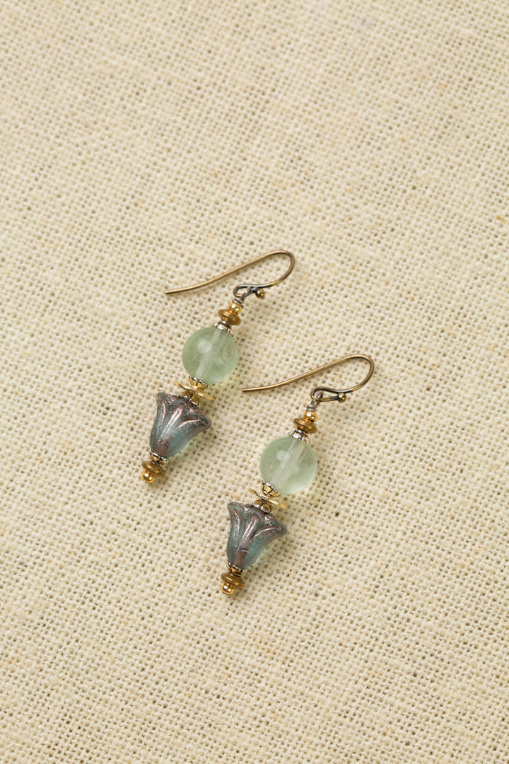 Aspire Faceted Labradorite And Green Fluorite Simple Earrings