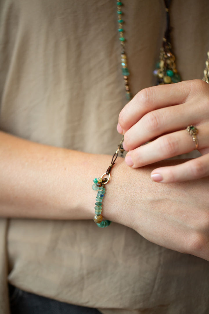 Atlas 7.5-8.5" Roman Glass, Labradorite, Czech Glass Collage Bracelet