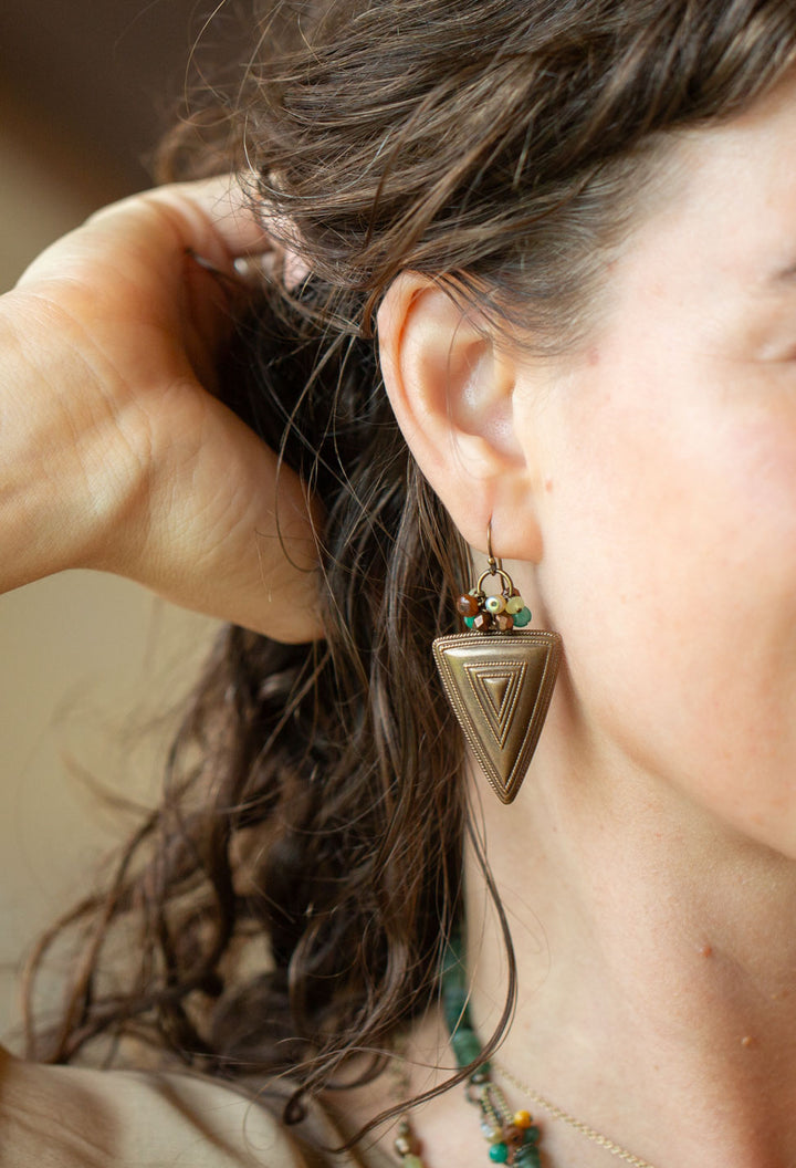 Atlas Czech Glass, Jade, Jasper Statement Earrings