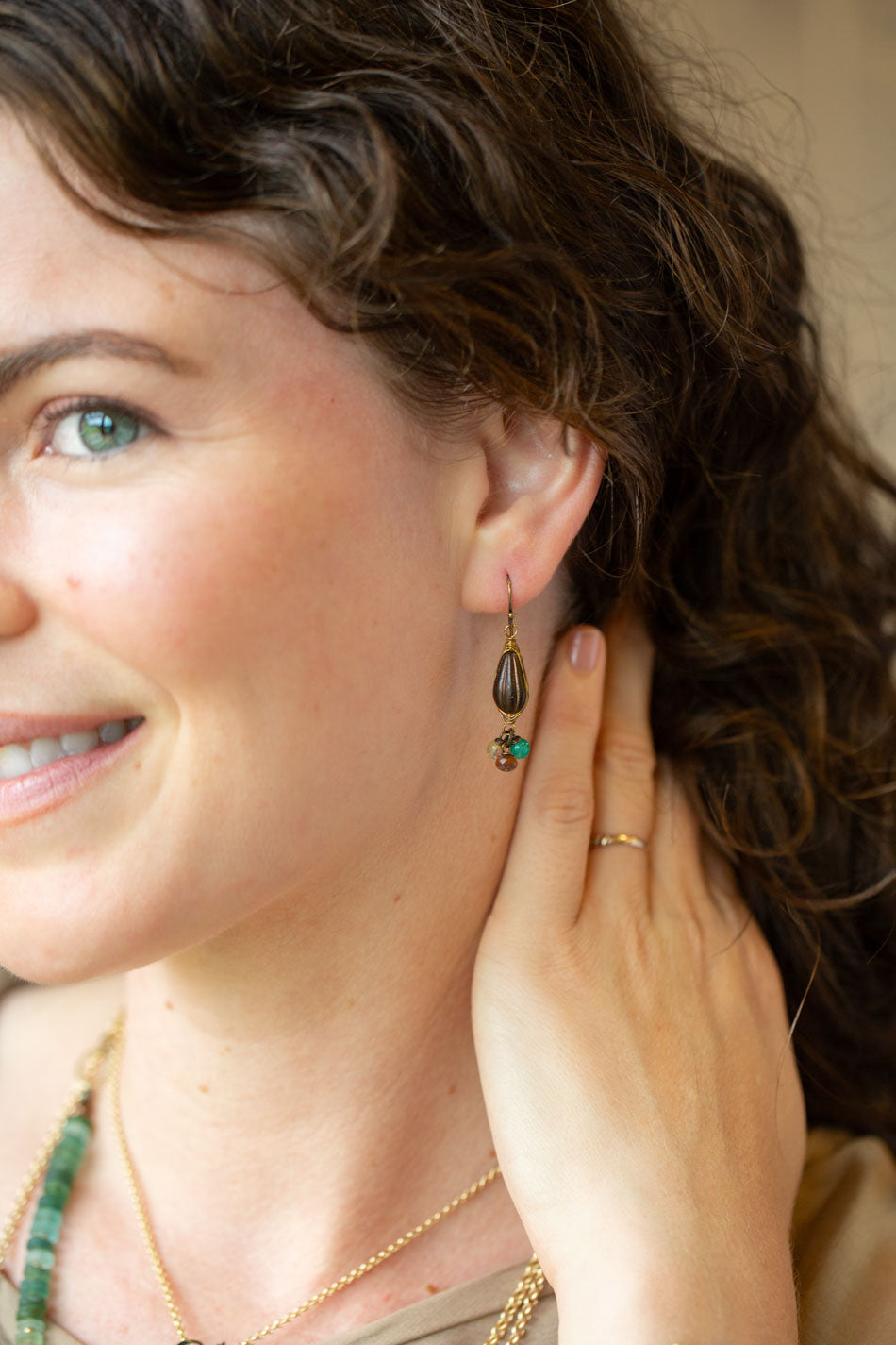 Atlas Czech Glass Herringbone Earrings