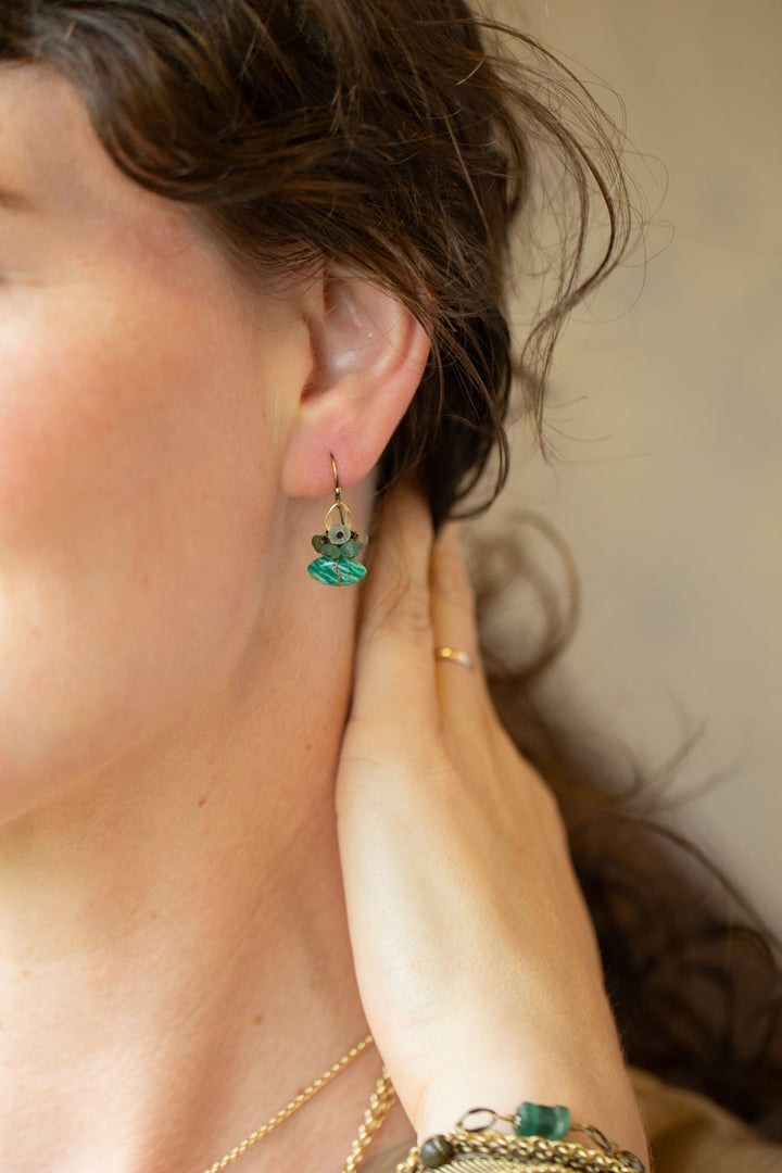 Atlas Jasper, Roman Glass Cluster Earrings