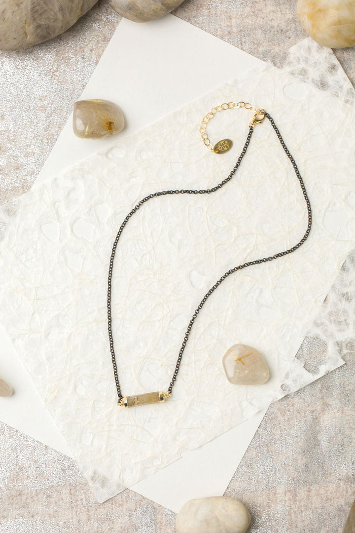 Alchemy 15-17" Gold Rutilated Quartz Simple Necklace