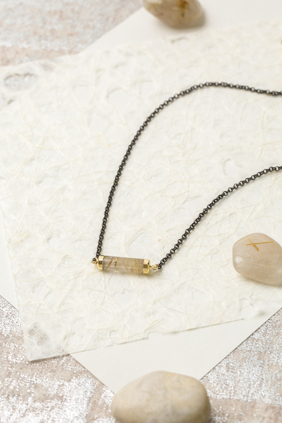 Alchemy 15-17" Gold Rutilated Quartz Simple Necklace