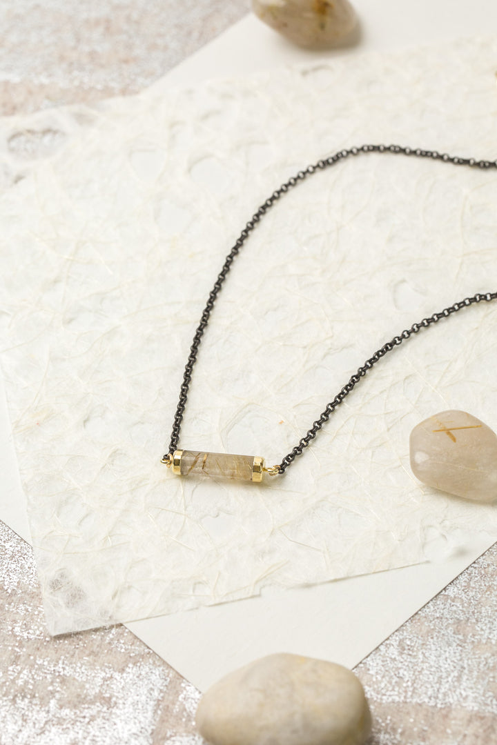 Alchemy 15-17" Gold Rutilated Quartz Simple Necklace
