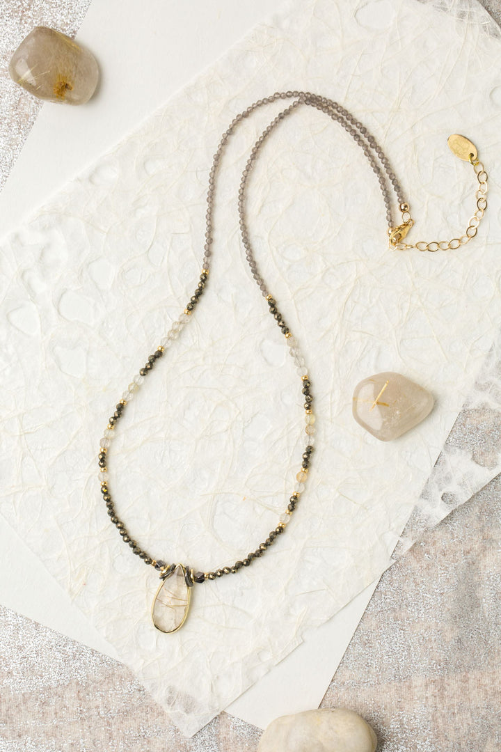 Alchemy 19-21" Moonstone and Gold Rutilated Quartz Collage Necklace