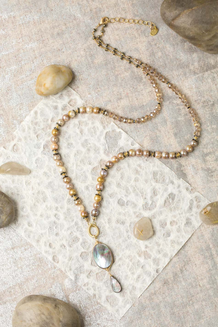Alchemy 28-30" Pearl, Crystal With Labradorite Statement Necklace