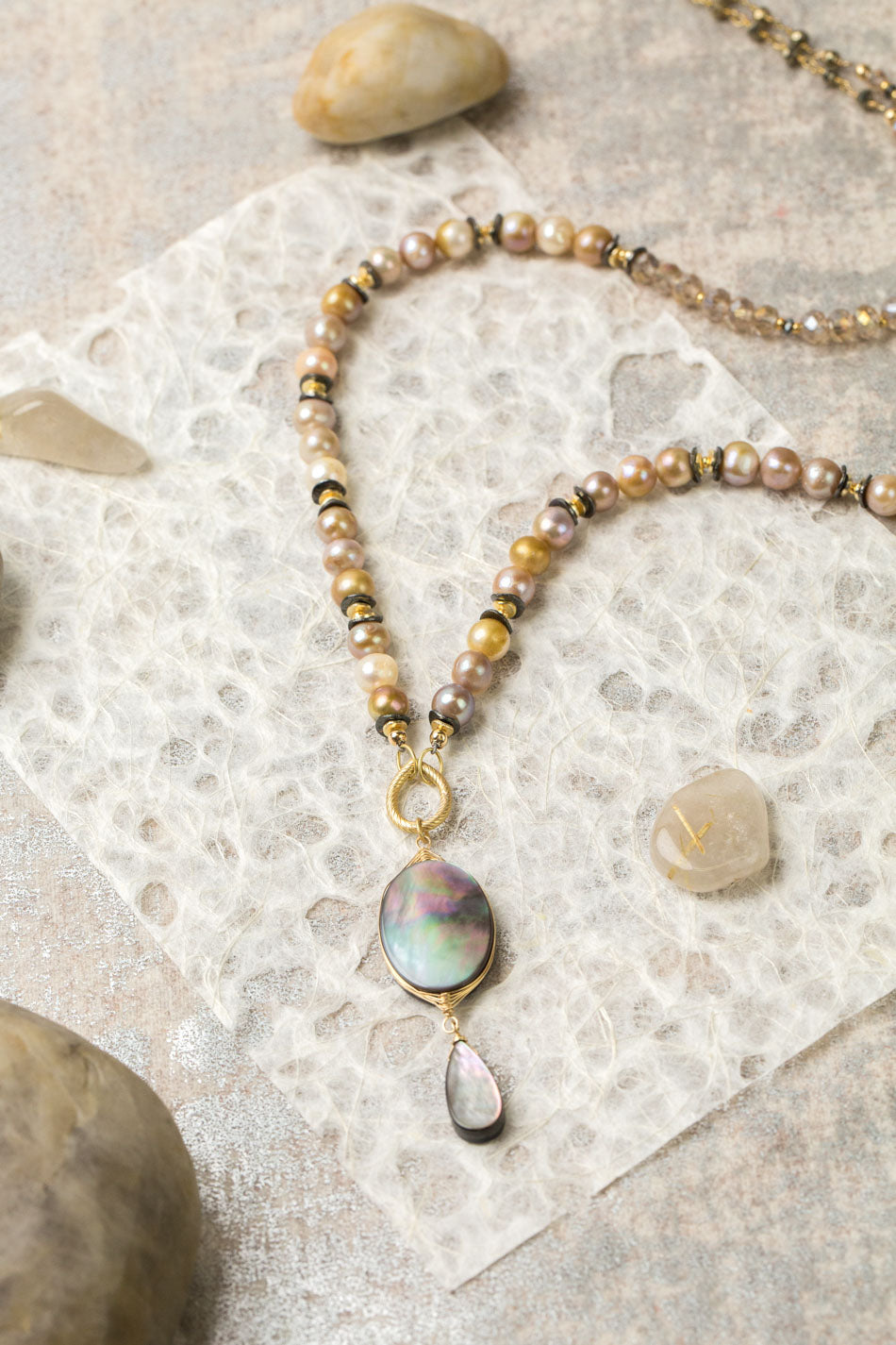 Alchemy 28-30" Pearl, Crystal With Labradorite Statement Necklace