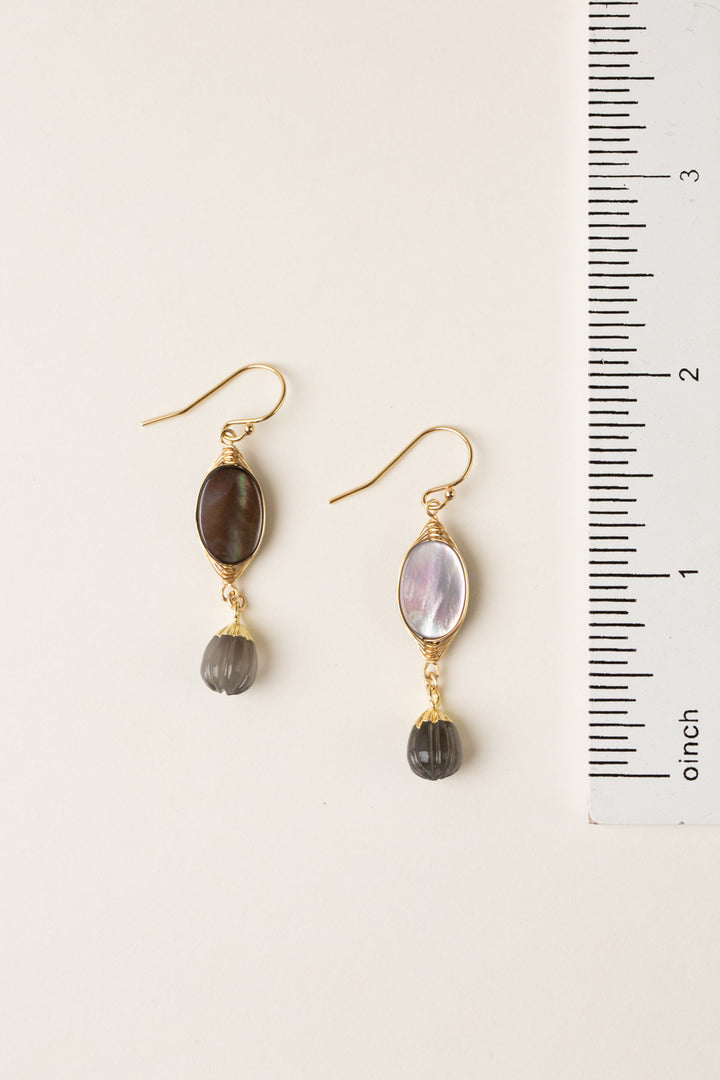 Alchemy Abalone, Black Lip Shell Dangle Earrings
