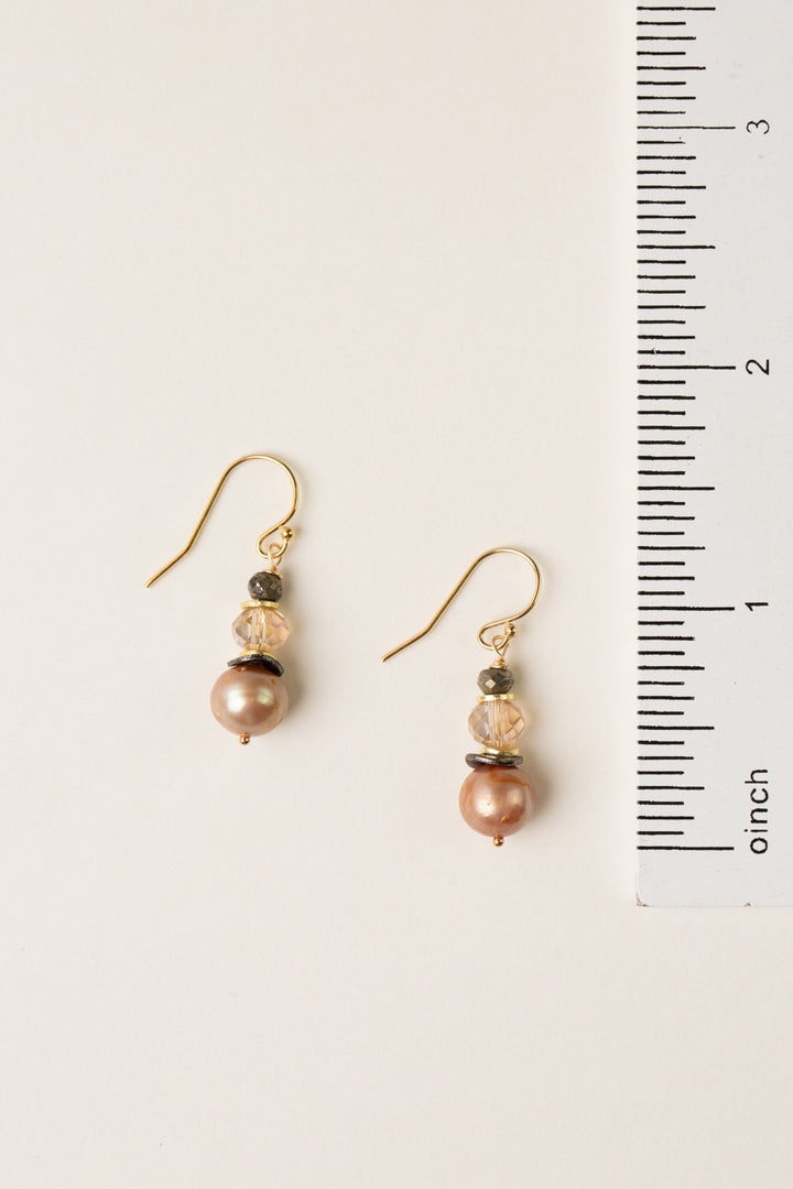 Alchemy Pearl, Crystal, Pyrite Simple Earrings