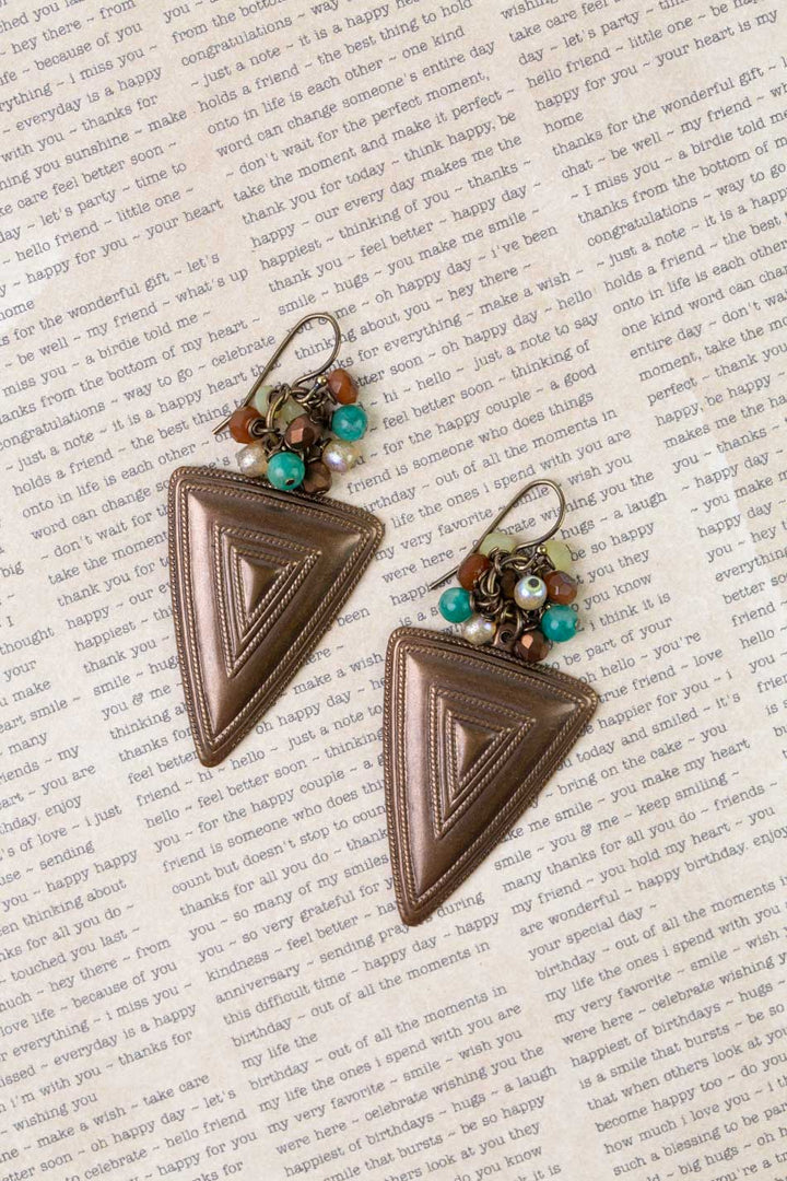 Atlas Czech Glass, Jade, Jasper Statement Earrings