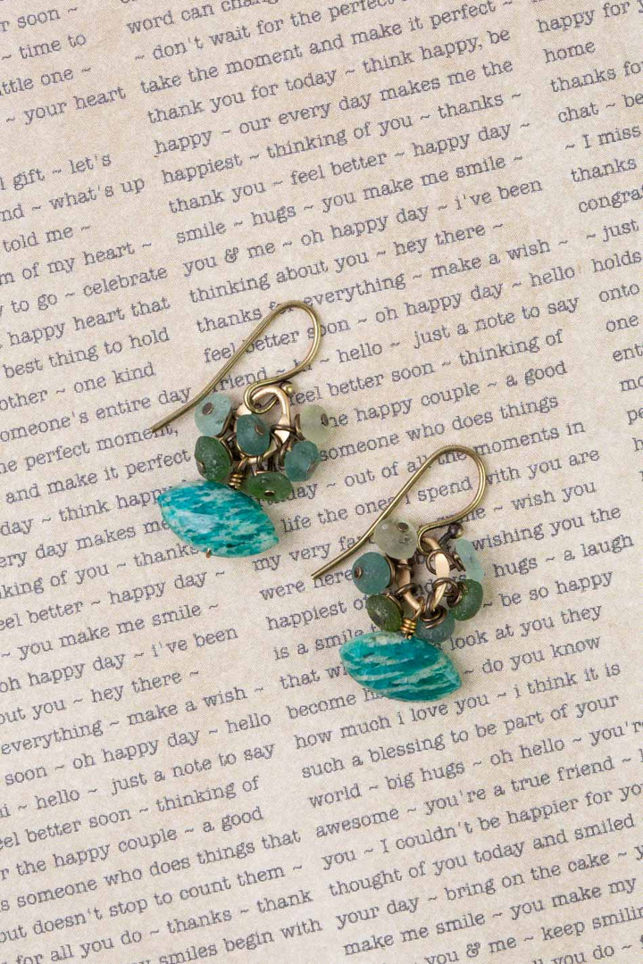Atlas Jasper, Roman Glass Cluster Earrings