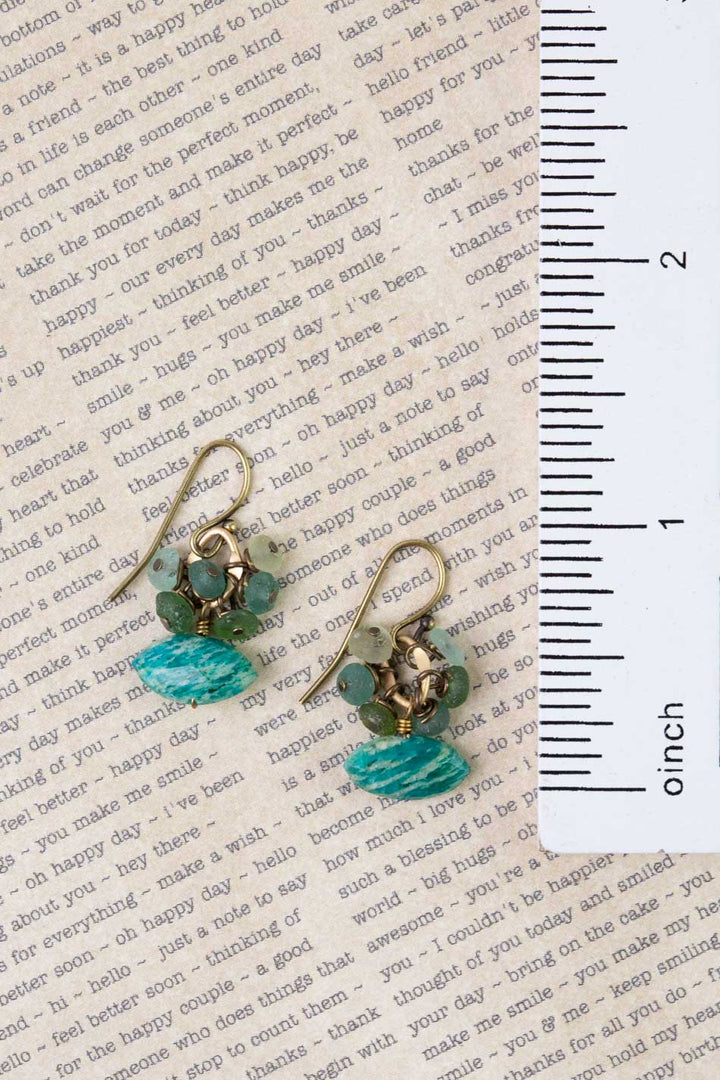 Atlas Jasper, Roman Glass Cluster Earrings