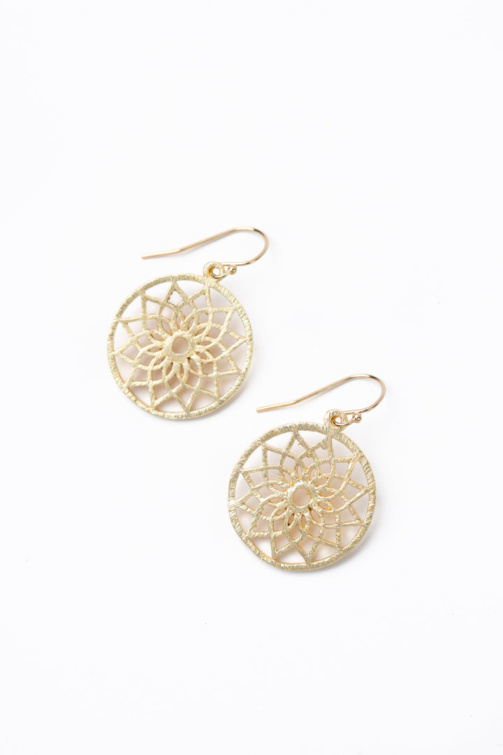 Brushed Gold Celtic Disk Earrings