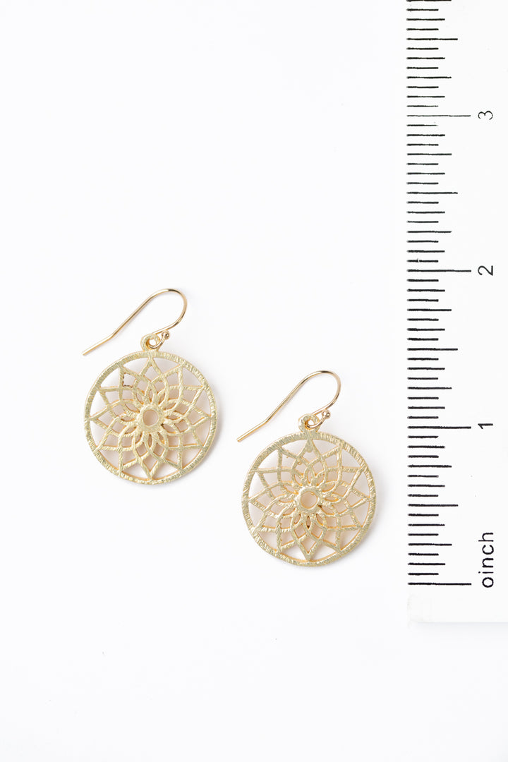 Brushed Gold Celtic Disk Earrings