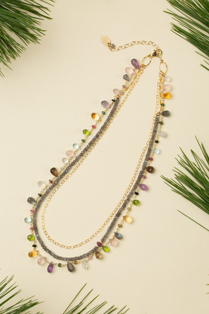 Celebrate 16-18" High Quality Gemstone Chain With Labradorite Multistrand Necklace