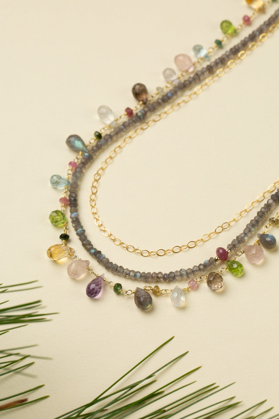 Celebrate 16-18" High Quality Gemstone Chain With Labradorite Multistrand Necklace