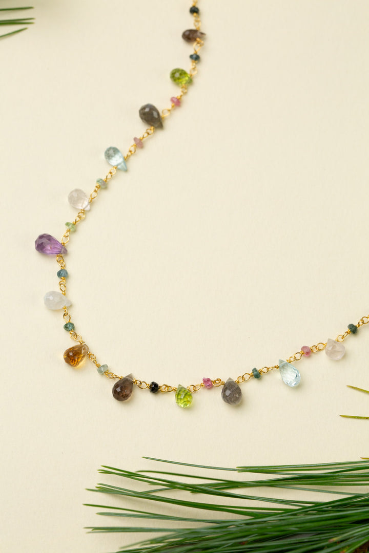 Celebrate 37-39" Faceted High Quality Gemstone Chain Statement Necklace