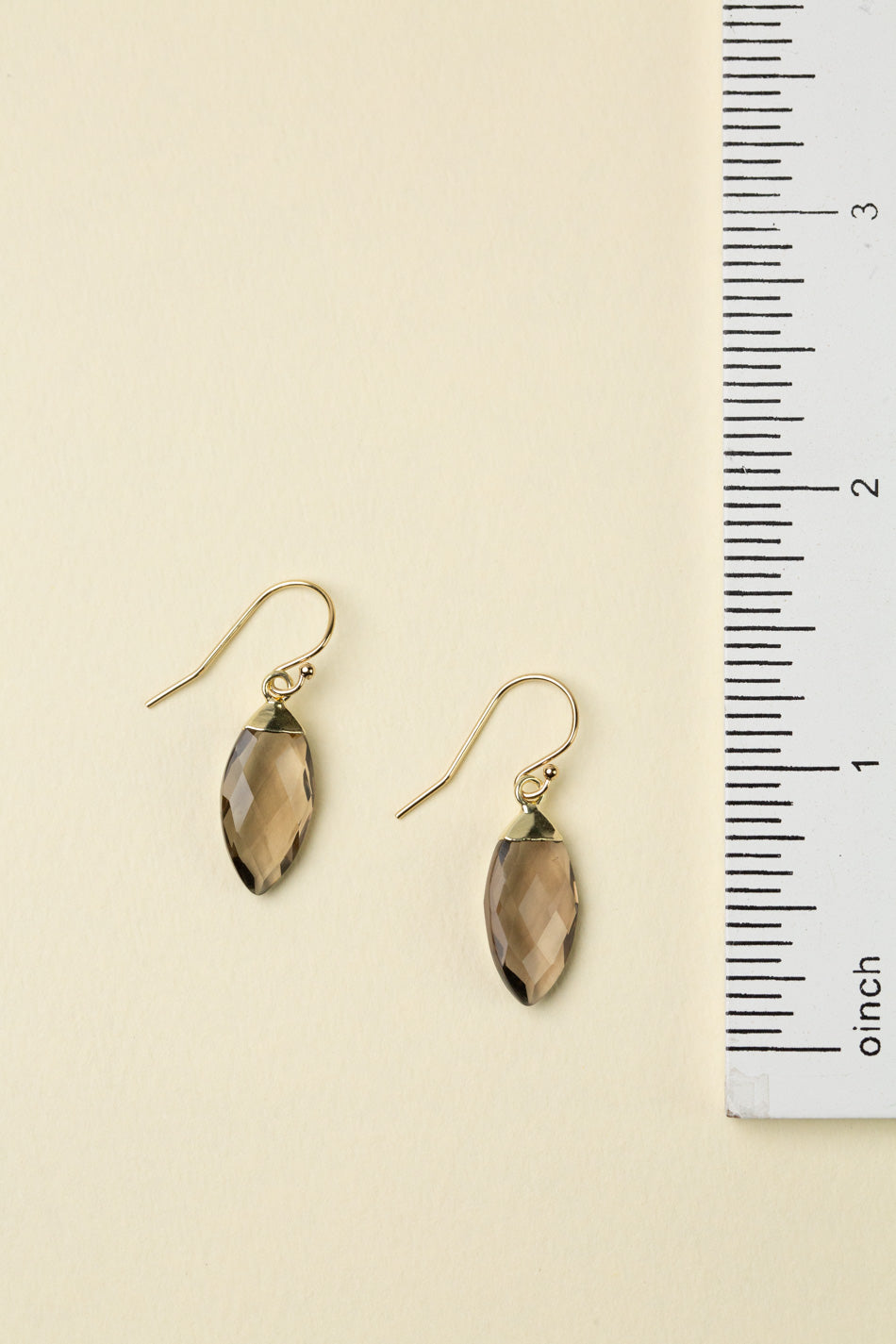 Celebrate Faceted High Quality Smokey Quartz Marquise Simple Earrings