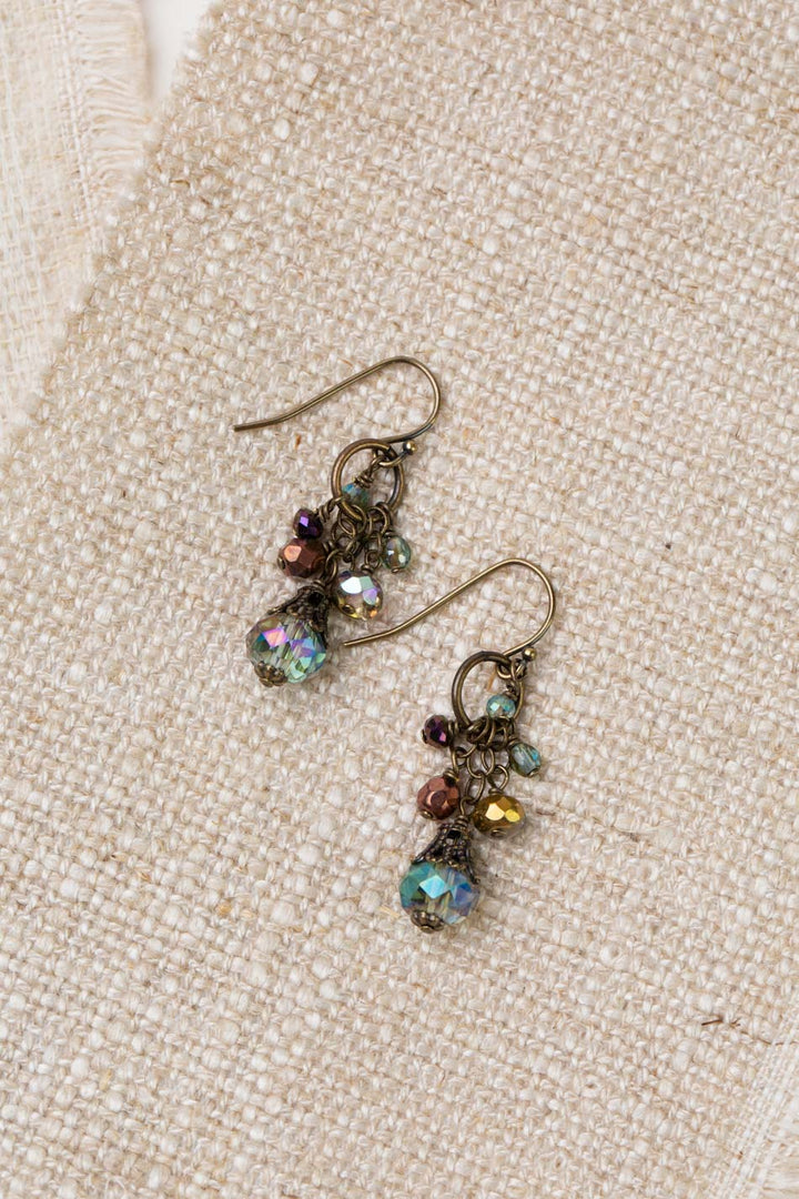 Crisp Autumn Crystal Cluster Earrings