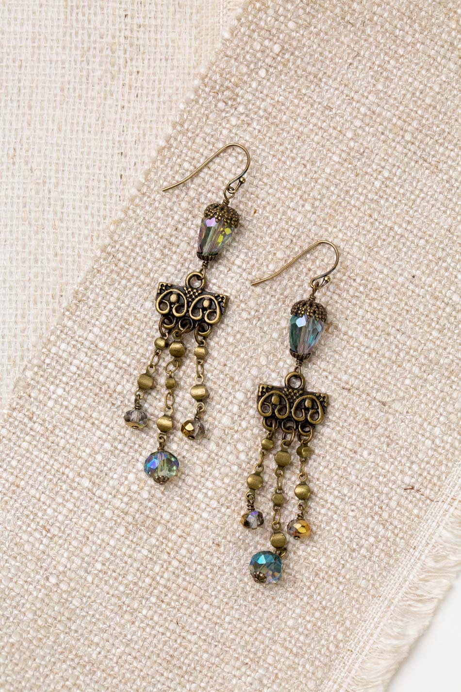 Crisp Autumn Crystal, Czech Glass Dangle Earrings