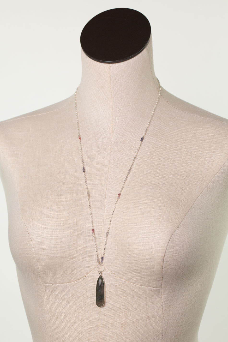 Celestial 26.5-28.5" Spinel With Labradorite Bezel Focal Statement Necklace