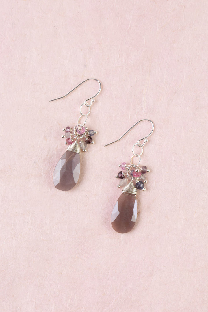 Celestial Moonstone Briolette, Spinel Statement Earrings
