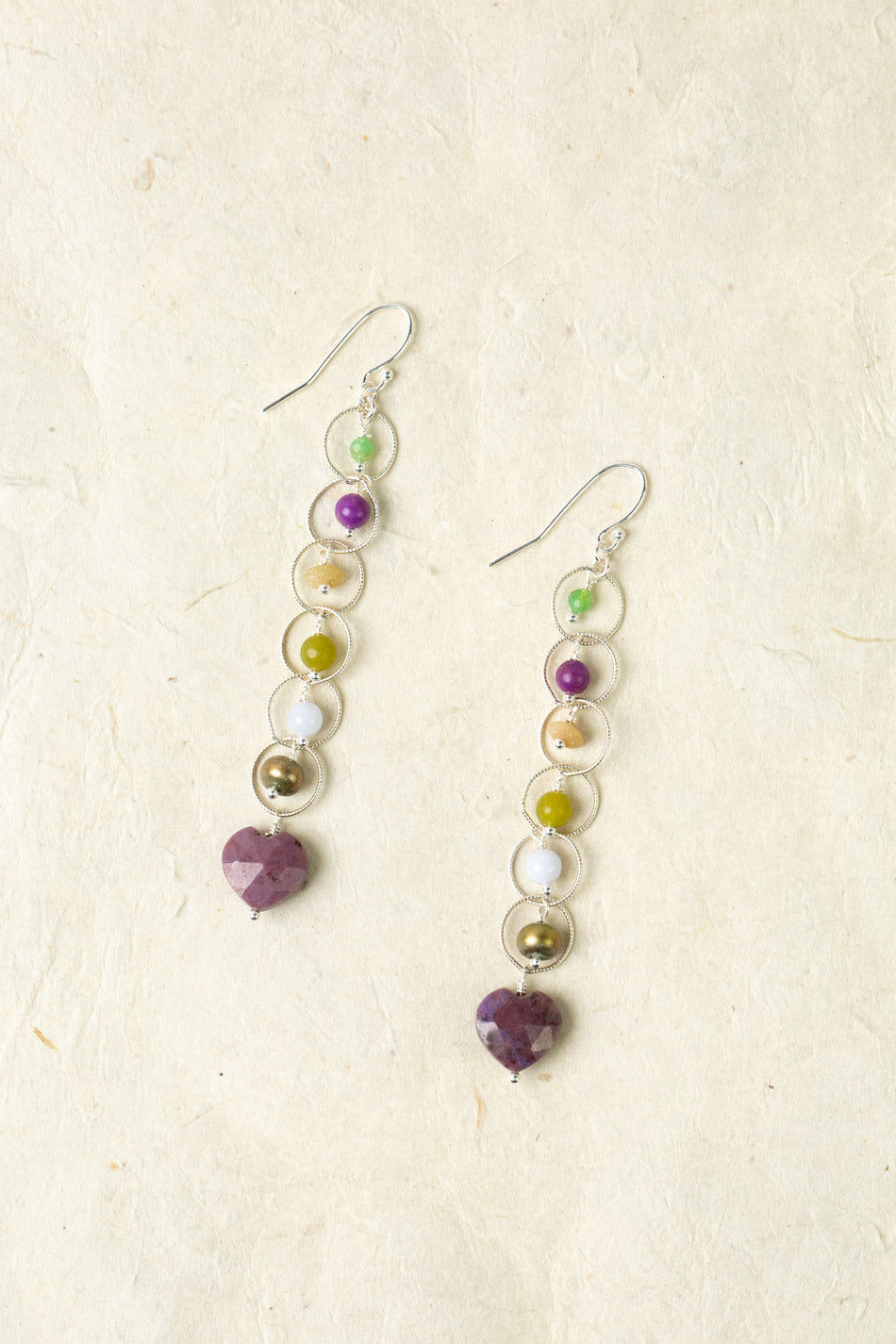 Cave Spring Freshwater Pearl, Olive Jade, Chrysoprase With Phosphosiderite Cluster Earrings