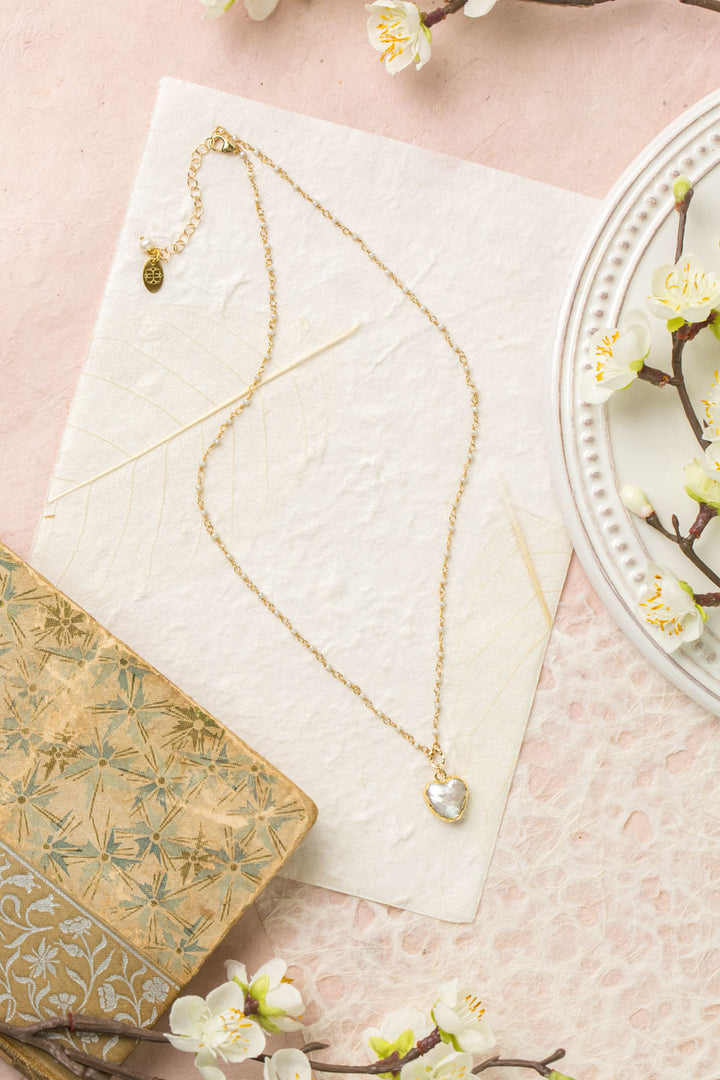 Contentment 17.5-19.5" Pearl Bezel Simple Necklace