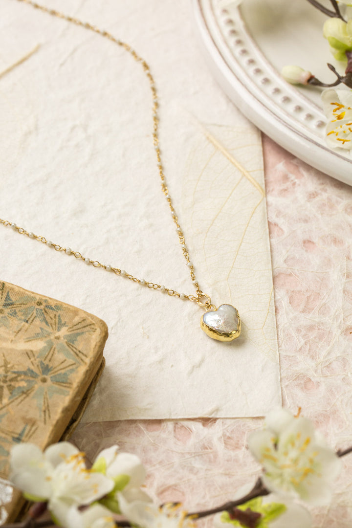 Contentment 17.5-19.5" Pearl Bezel Simple Necklace
