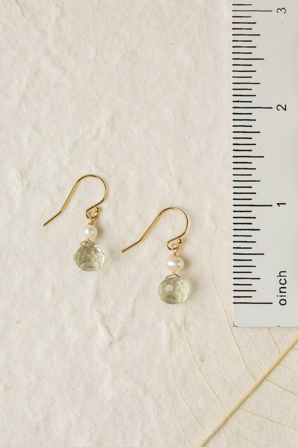 Contentment Pearl, Green Amethyst Simple Earrings