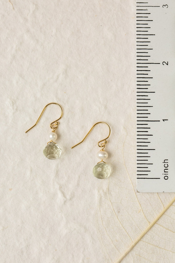 Contentment Pearl, Green Amethyst Simple Earrings