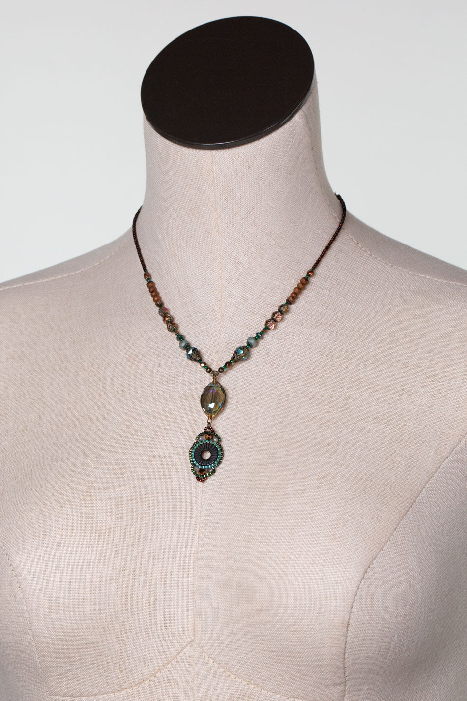 Crisp Autumn 16.5-18.5" Czech Glass With Crystal Simple Necklace