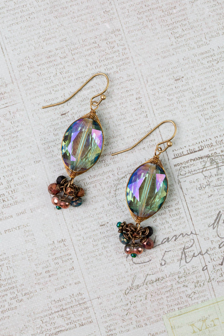 Crisp Autumn Crystal, Czech Glass Herringbone Earrings