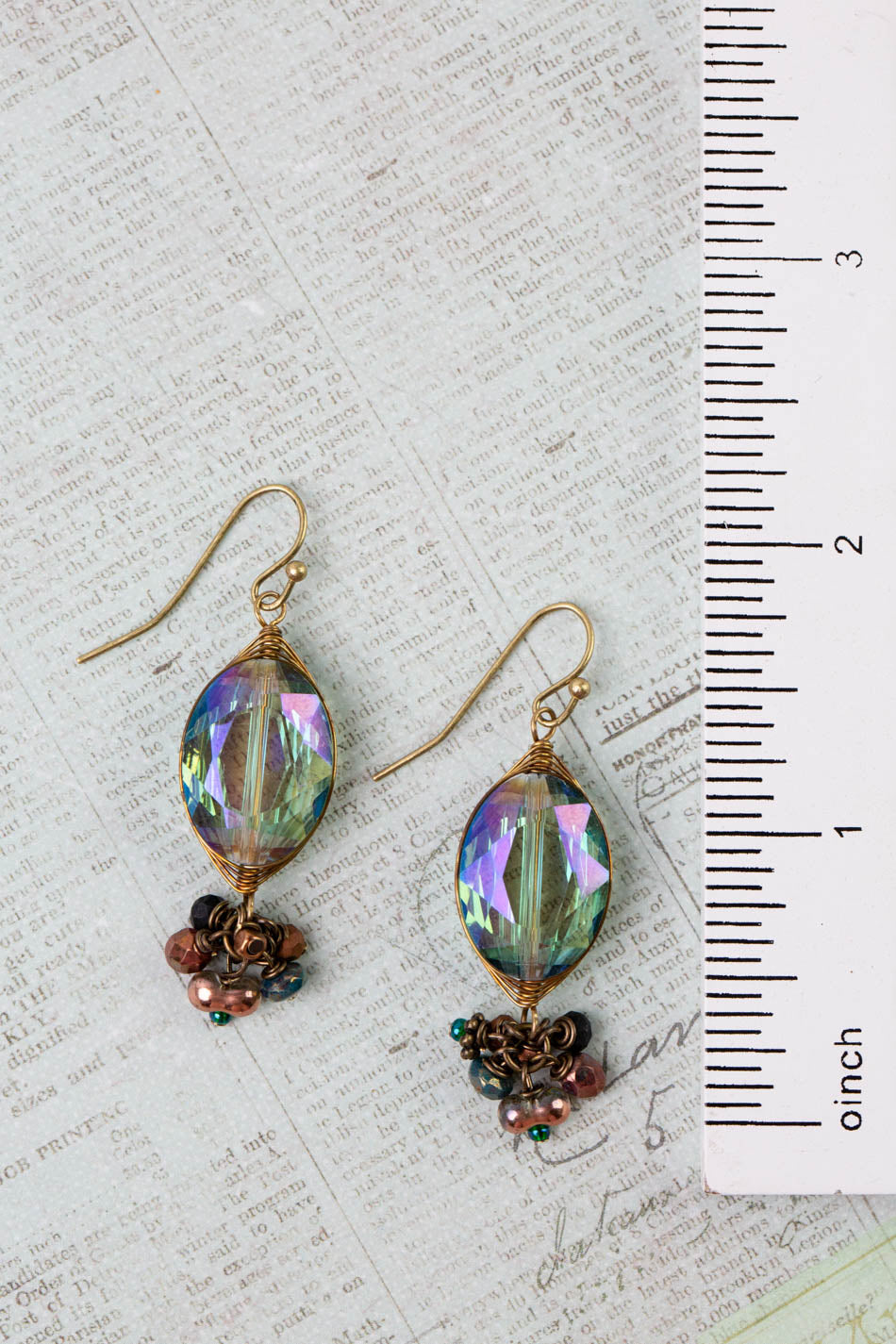 Crisp Autumn Crystal, Czech Glass Herringbone Earrings