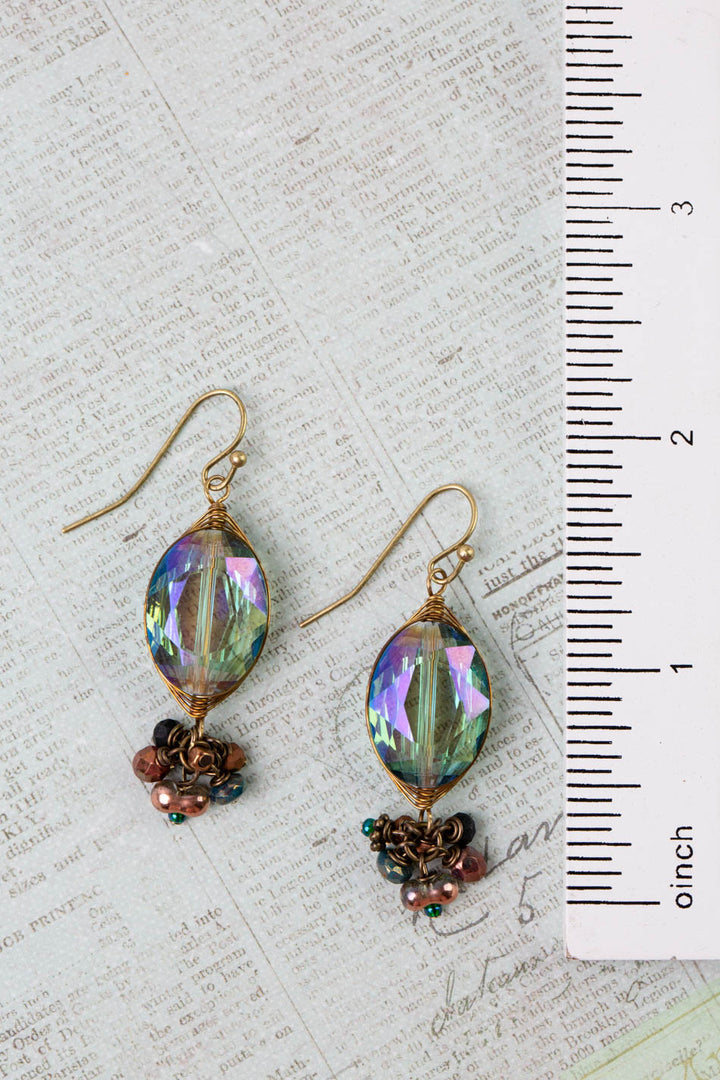 Crisp Autumn Crystal, Czech Glass Herringbone Earrings