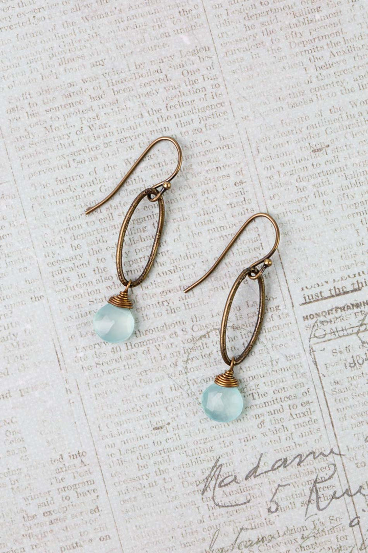 Crisp Autumn Chalcedony Briolette Simple Earrings