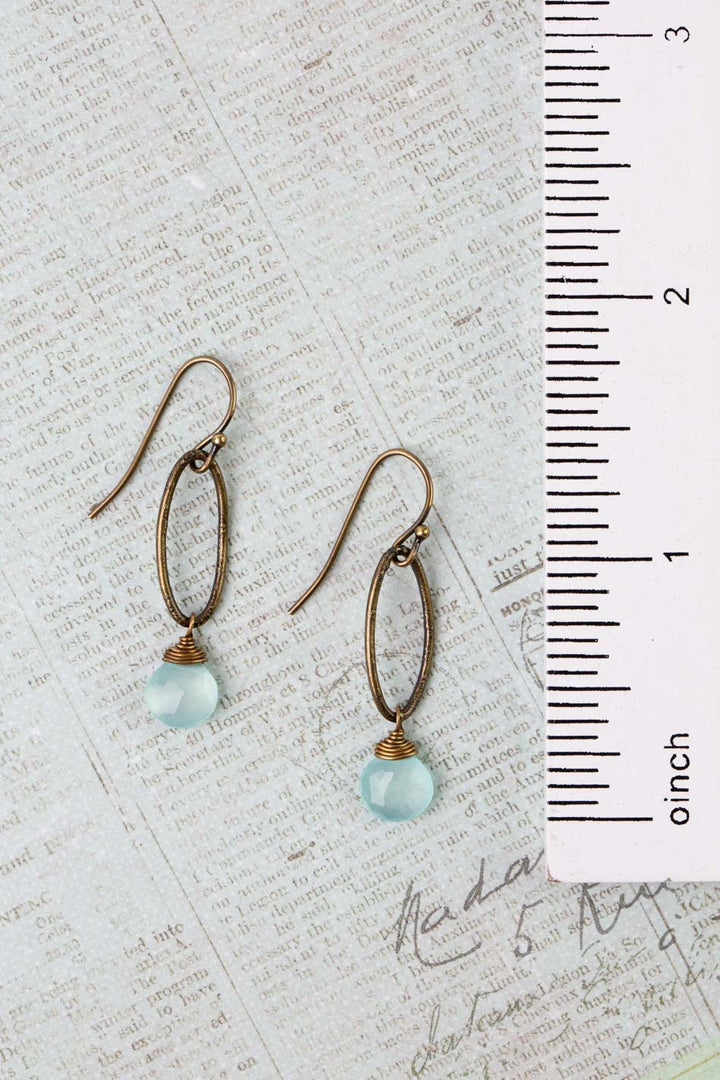 Crisp Autumn Chalcedony Briolette Simple Earrings