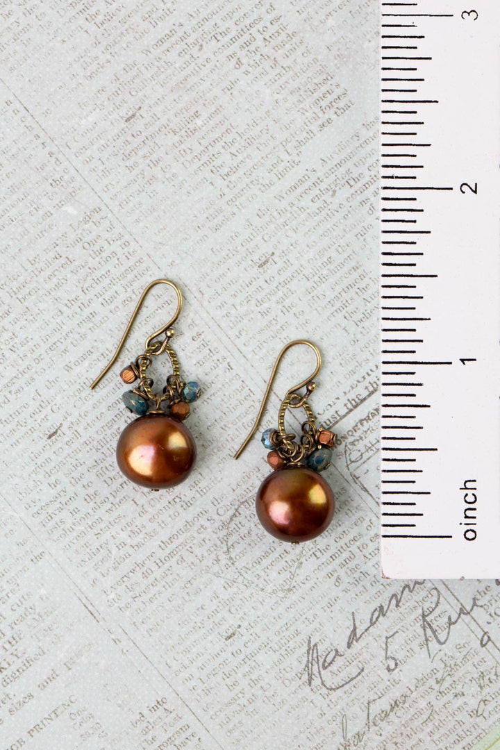 Crisp Autumn Freshwater Pearl, Crystal, Czech Glass Simple Earrings
