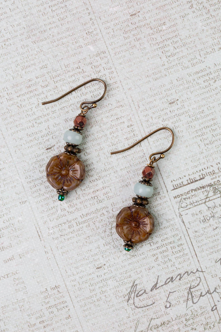 Crisp Autumn Czech Glass Simple Earrings