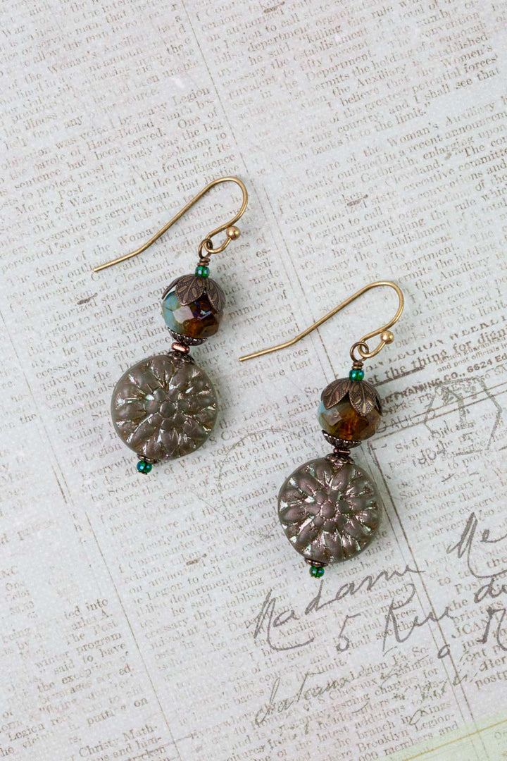 Crisp Autumn Czech Glass Simple Earrings