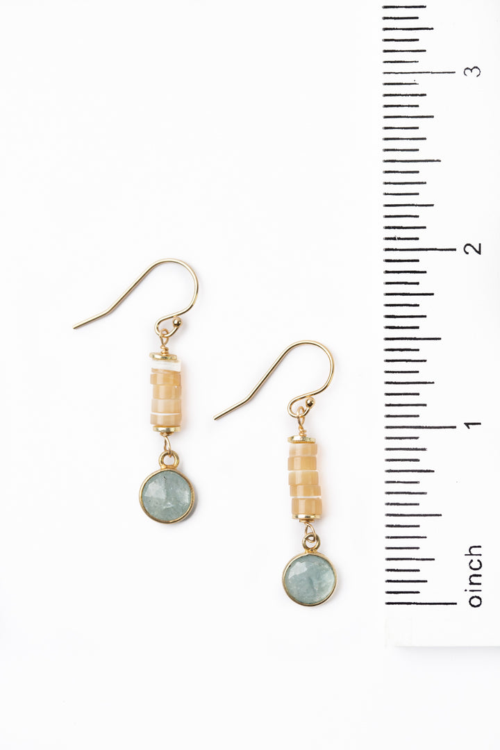 Dreams & Flowers Aquamarine, Mother Of Pearl Simple Earrings