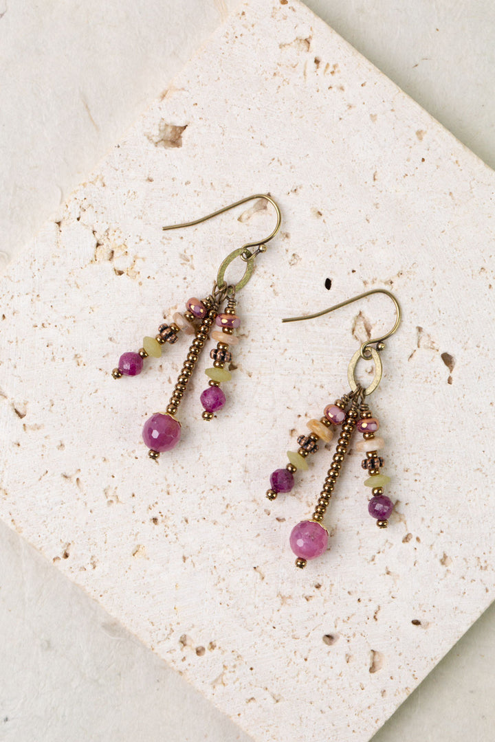 Dominion Ruby, Afghan Jade, Antique Copper Statement Earrings