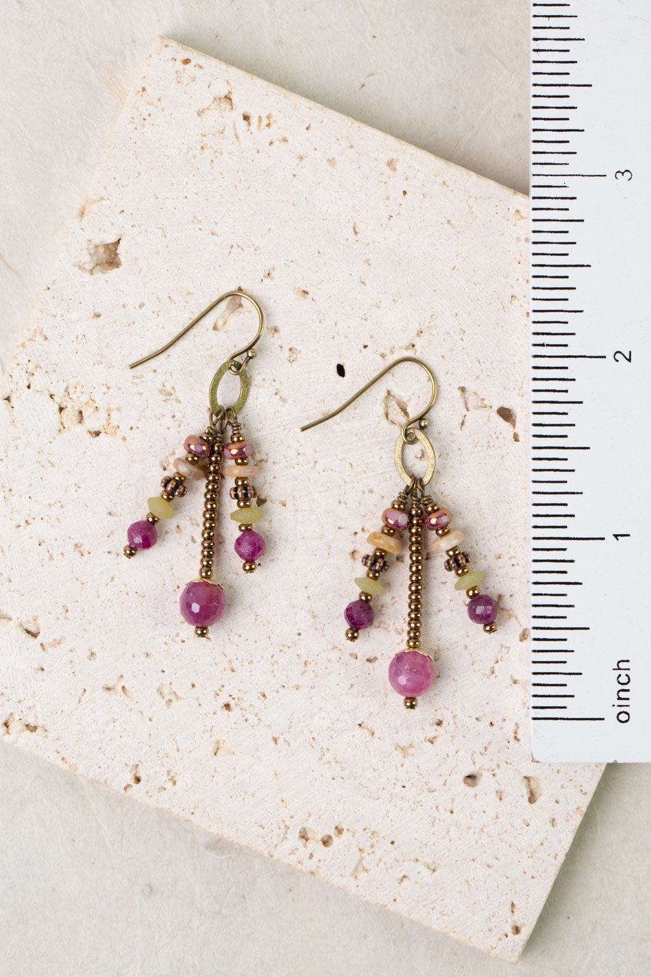 Dominion Ruby, Afghan Jade, Antique Copper Statement Earrings