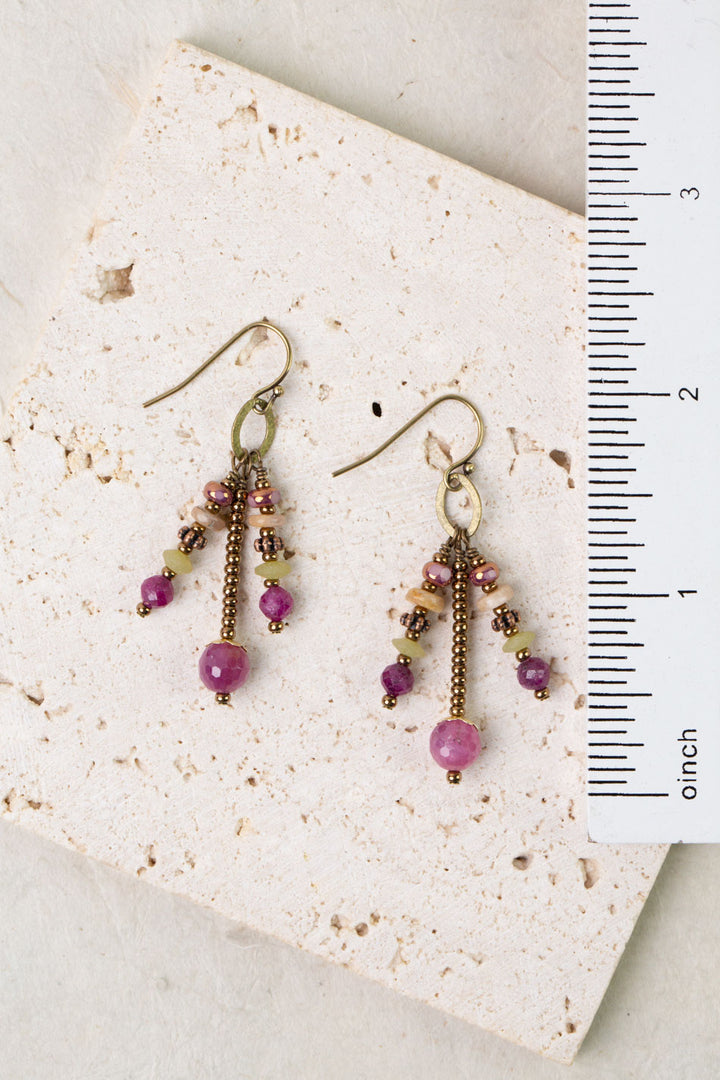 Dominion Ruby, Afghan Jade, Antique Copper Statement Earrings