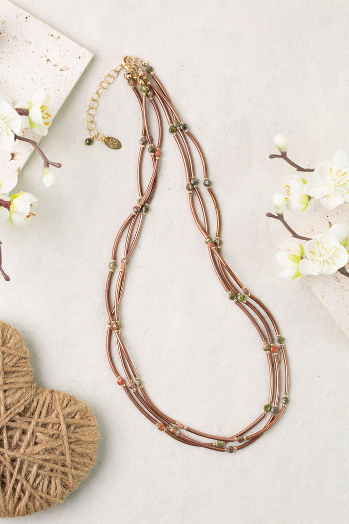 Dominion 20-22" Copper And Unakite Multistrand Necklace