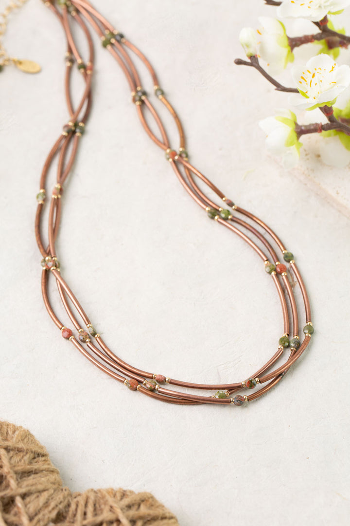 Dominion 20-22" Copper And Unakite Multistrand Necklace